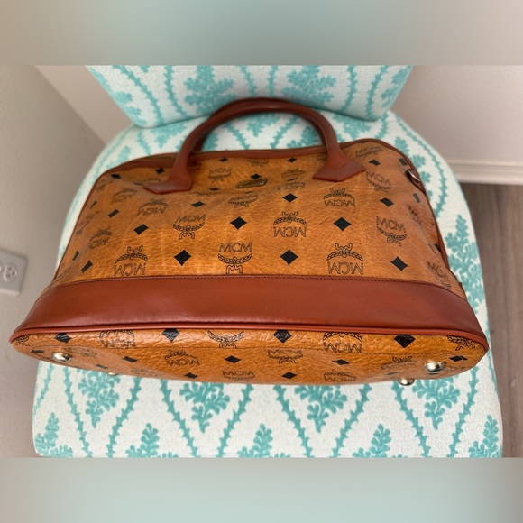 MCM Visetos Heritage Dome Satchel Cognac - Picture 6 of 12